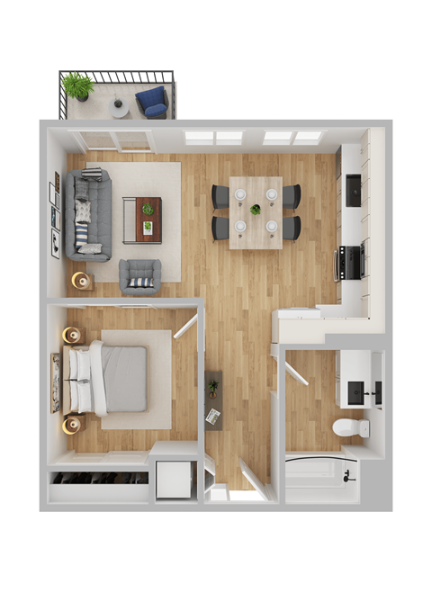 Arts Plaza Apartments in Gresham, Oregon One Bedroom Floor Plan